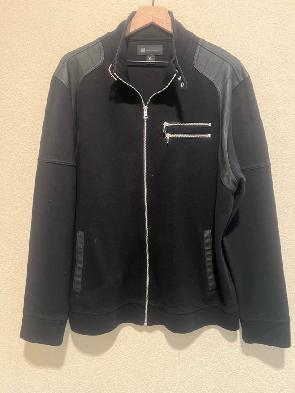 INC Men's Black Zip-Front Sweater Jacket XL